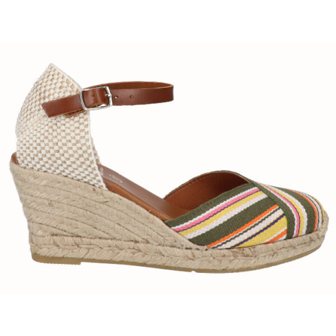 Viguera Alpargata Valencia Cuña Media Rayas Verde