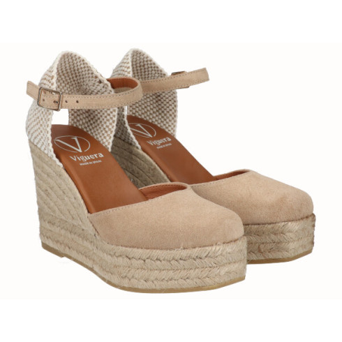 Viguera Alpargata Valenciana Cuña Alta Yute Beig