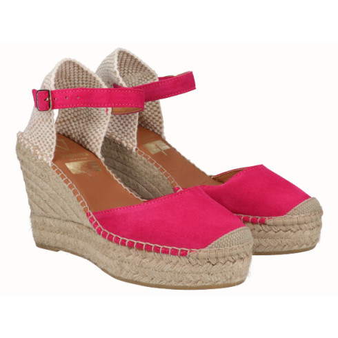 Viguera Alpargata Valenciana Cuña Alta Yute Fuxia