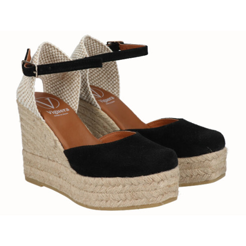 Viguera Alpargata Valenciana Cuña Alta Yute Negro
