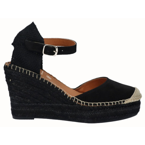 viguera Alpargata Valenciana Cuña Alta Yute Negro