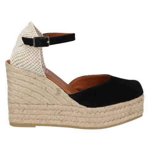 viguera Alpargata Valenciana Cuña Alta Yute Negro