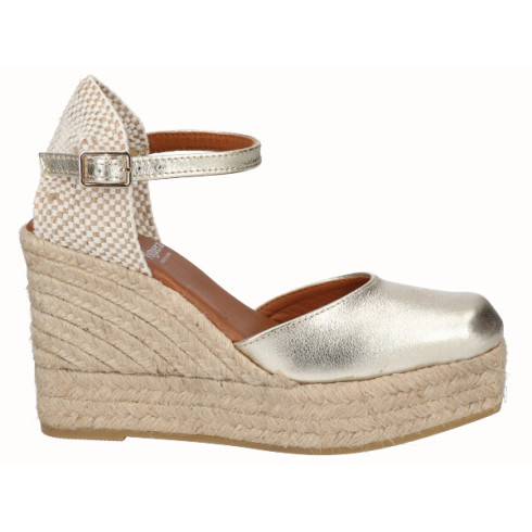 Viguera Alpargata Valenciana Cuña Alta Yute Oro
