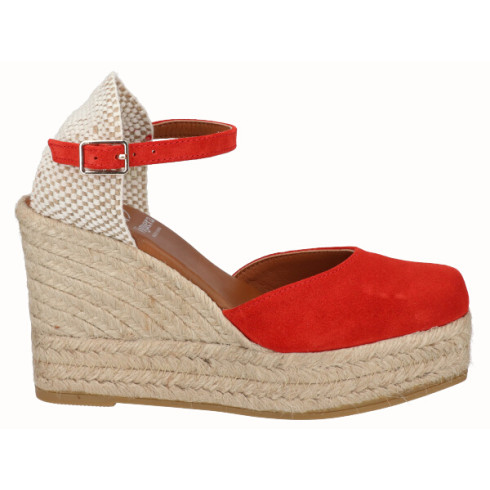 Viguera Alpargata Valenciana Cuña Alta Yute Rojo