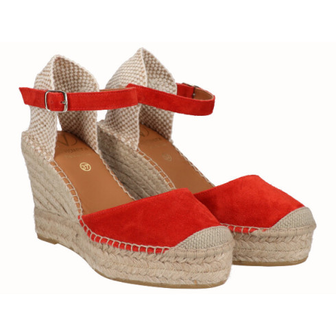 Viguera Alpargata Valenciana Cuña Alta Yute Rojo