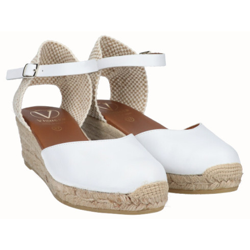 Viguera Alpargata Valenciana Cuña Baja Yute Blanco