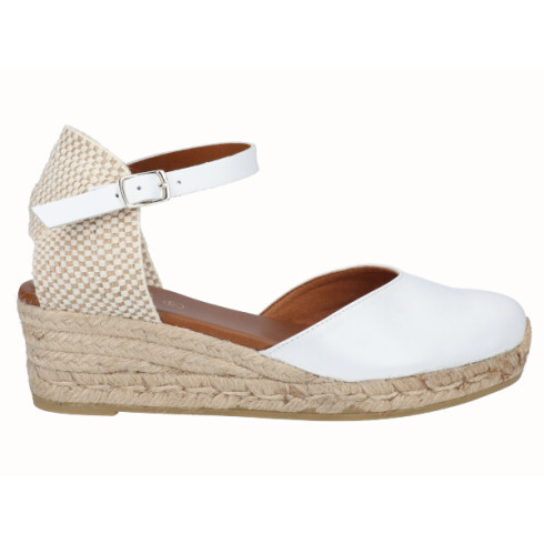 Viguera Alpargata Valenciana Cuña Baja Yute Blanco