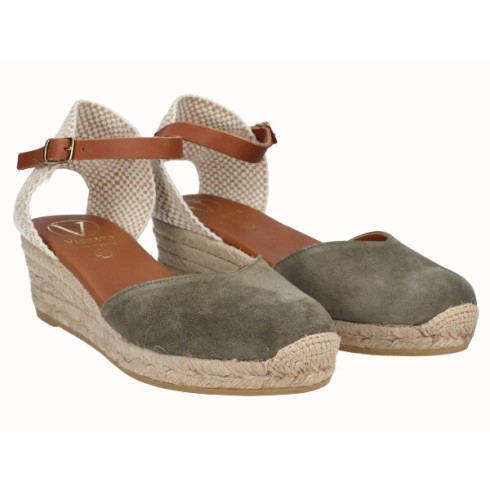Viguera Alpargata Valenciana Cuña Baja Yute Kaki