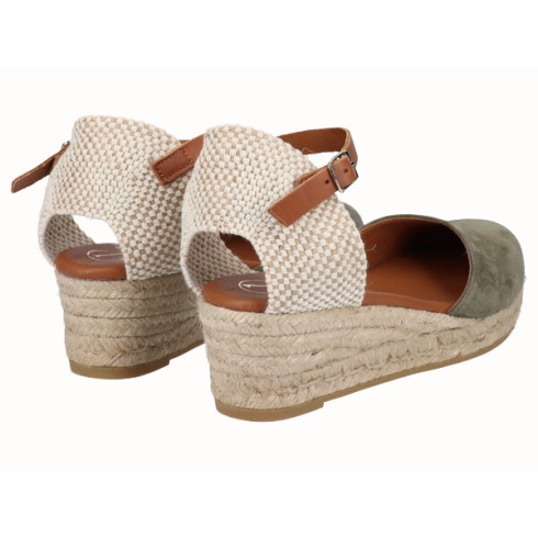 Viguera Alpargata Valenciana Cuña Baja Yute Kaki