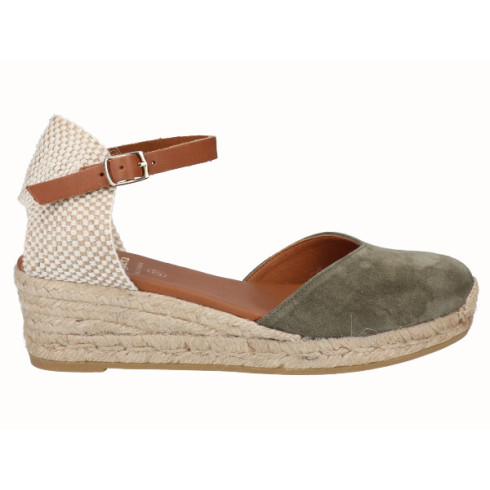 viguera Alpargata Valenciana Cuña Baja Yute Kaki