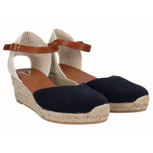 Viguera Alpargata Valenciana Cuña Baja Yute Marino