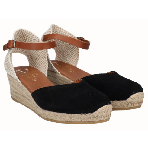 Viguera Alpargata Valenciana Cuña Baja Yute Negro