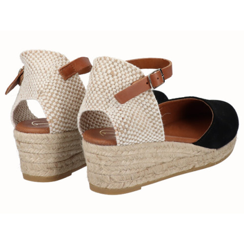 Viguera Alpargata Valenciana Cuña Baja Yute Negro