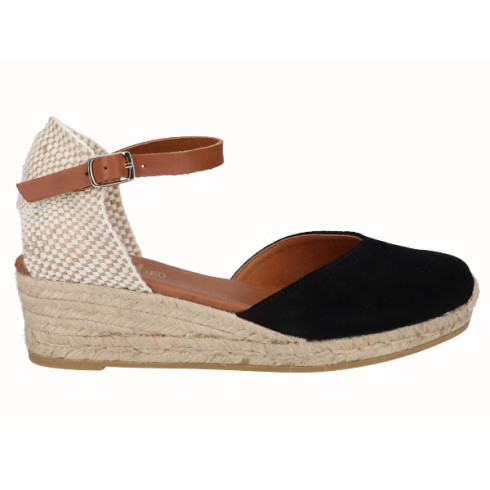 viguera Alpargata Valenciana Cuña Baja Yute Negro