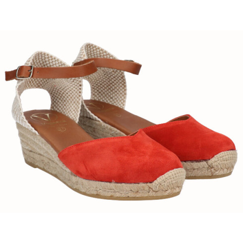 Viguera Alpargata Valenciana Cuña Baja Yute Rojo
