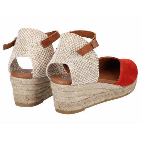 Viguera Alpargata Valenciana Cuña Baja Yute Rojo