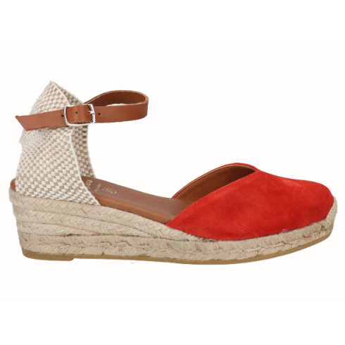 Viguera Alpargata Valenciana Cuña Baja Yute Rojo