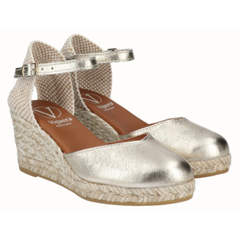 Viguera Alpargata Valenciana Cuña Media Oro