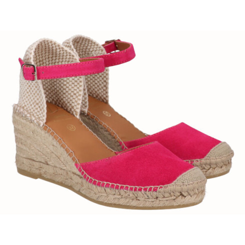 Viguera Alpargata Valenciana Cuña Media Yute Fuxia