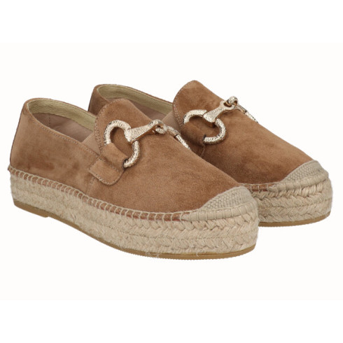 Viguera Alpargata Yute Plataforma Piel Cuero