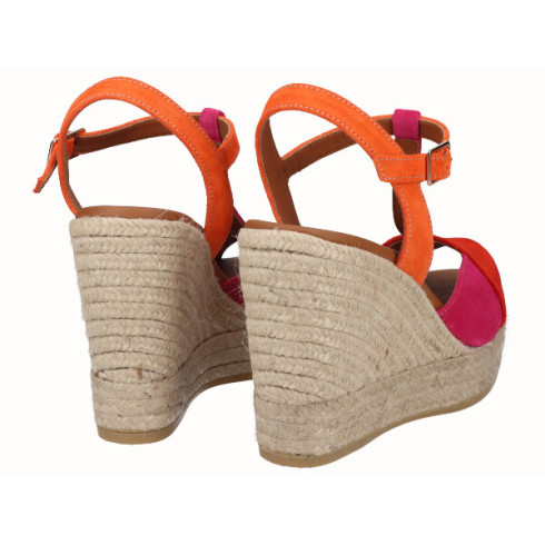 Viguera Sandalia Cuña Alta Yute Combi Rojo