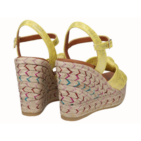 Viguera Sandalia Cuña Alta Yute Fantasía Amarillo