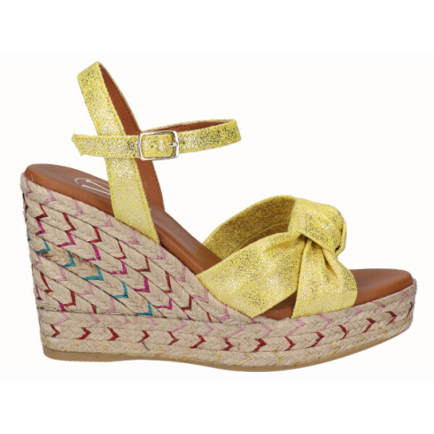 Viguera Sandalia Cuña Alta Yute Fantasía Amarillo