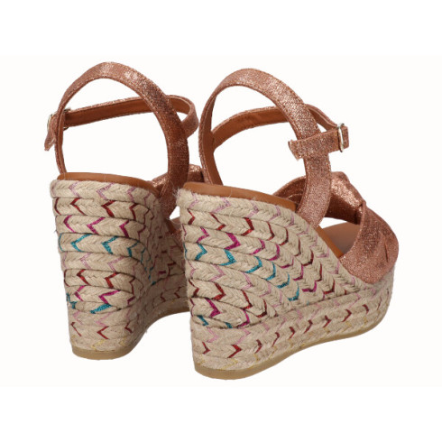 Viguera Sandalia Cuña Alta Yute Fantasía Cuero