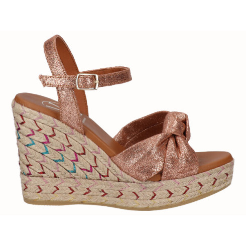 Viguera Sandalia Cuña Alta Yute Fantasía Cuero