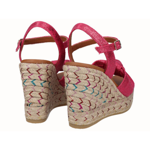 Viguera Sandalia Cuña Alta Yute Fantasía Fuxia