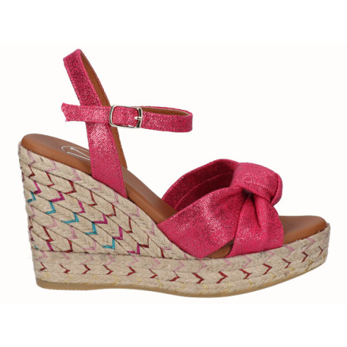 Viguera Sandalia Cuña Alta Yute Fantasía Fuxia