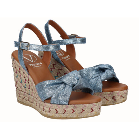 Viguera Sandalia Cuña Alta Yute Fantasía Jeans