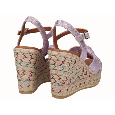Viguera Sandalia Cuña Alta Yute Fantasía Malva