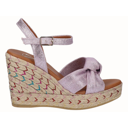 Viguera Sandalia Cuña Alta Yute Fantasía Malva