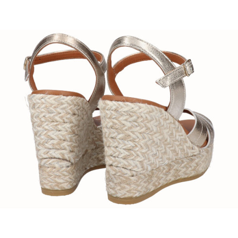 Viguera Sandalia Cuña Alta Yute Oro