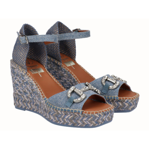 Viguera Sandalia Cuña Alta Yute Vaquero