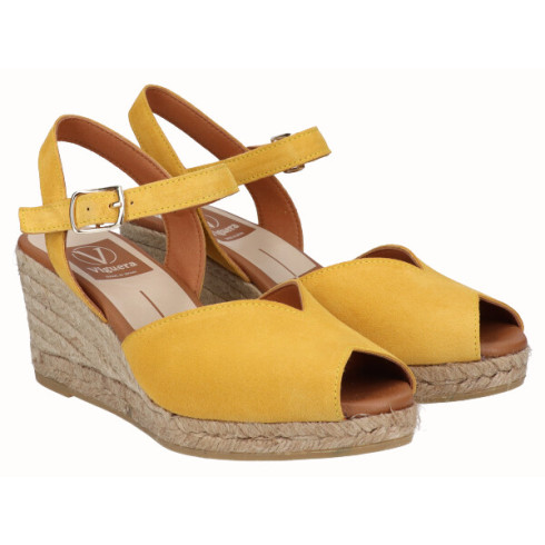 Viguera Sandalia Cuña Media Yute Amarillo