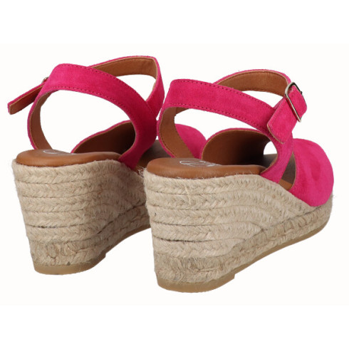 Viguera Sandalia Cuña Media Yute Fuxia