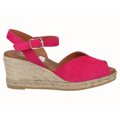 Viguera Sandalia Cuña Media Yute Fuxia