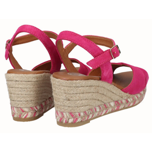 Viguera Sandalia Cuña Media Yute Fuxia