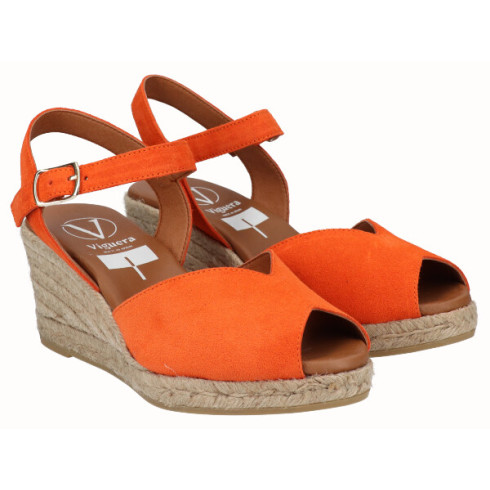 Viguera Sandalia Cuña Media Yute Naranja
