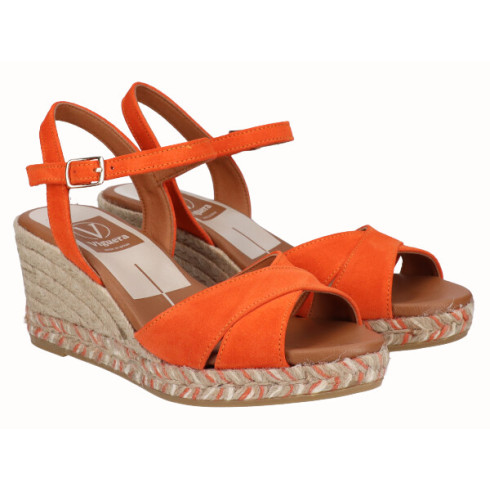 Viguera Sandalia Cuña Media Yute Naranja