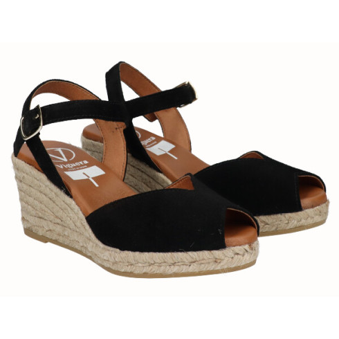 Viguera Sandalia Cuña Media Yute Negro