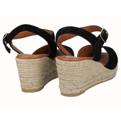 Viguera Sandalia Cuña Media Yute Negro