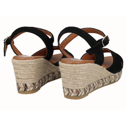 Viguera Sandalia Cuña Media Yute Negro