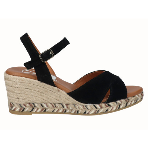 viguera Sandalia Cuña Media Yute Negro