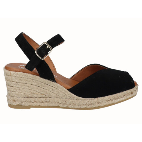 viguera Sandalia Cuña Media Yute Negro