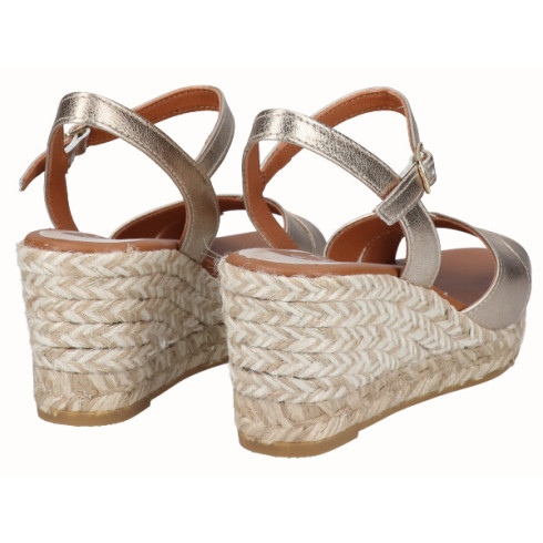 Viguera Sandalia Cuña Media Yute Oro