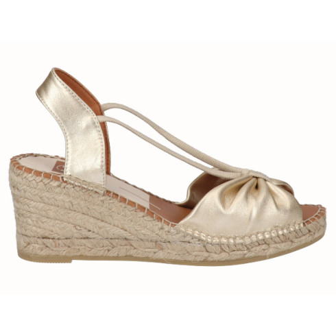 Viguera Sandalia Cuña Media Yute Platino