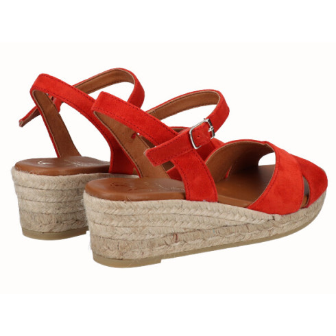 Viguera Sandalia Cuña Media Yute Rojo